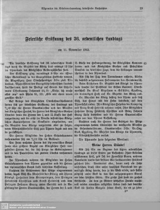 Feierliche Eröffnung des 36. ordentlichen Landtags