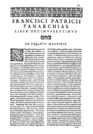 Liber Decimvsseptimvs. De Creatis Mentibvs