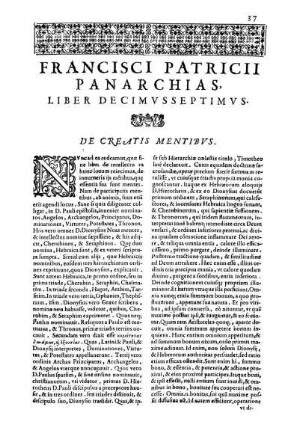 Liber Decimvsseptimvs. De Creatis Mentibvs