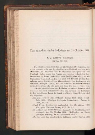 XI. Das skandinavische Erdbeben am 23. Oktober 1904
