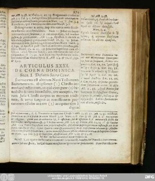 Articulus XXXI. De Coena Dominica.