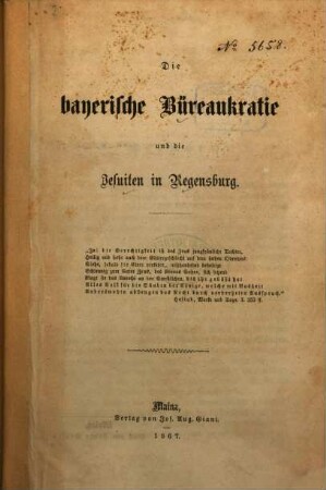 Die bayerische Büreaukratie und die Jesuiten in Regensburg