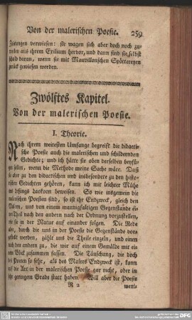 Zwölftes Kapitel. Von der malerischen Poesie
