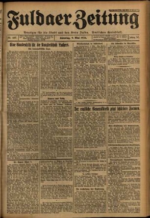 Erste Ausgabe vom Sonntag, den 09. Mai 1926.
