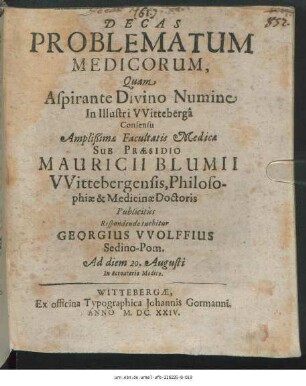 Decas Problematum Medicorum