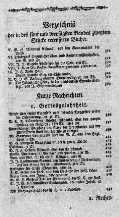 Verzeichniß der in des fünf und dreyßigsten Bandes zweytem Stücke recensirten Bücher.