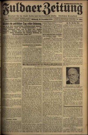 Erste Ausgabe vom Mittwoch, den 10. Dezember 1930.