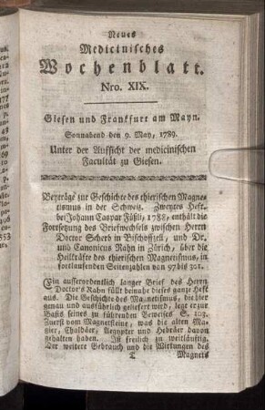 Nro. XIX. Sonnabend den 9. May, 1789.