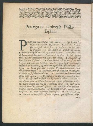 Parerga ex Universa Philosophia