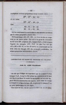 Construction du rayon de courbure de l´ellipse.