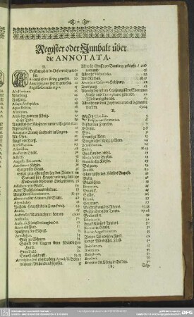 Register oder Innhalt über die Annotata