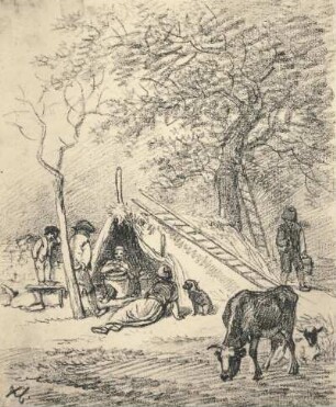Bettler : Klengel-Album von Kirchbach. Bettler. Bleistift, Tusche (vor 1824; J. C. Klengel)