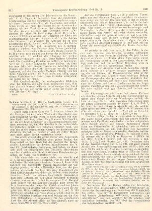 311-313 [Rezension] Cyrillus Scythopolitanus, Kyrillos von Skythopolis