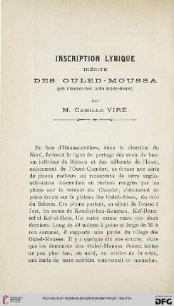 Sér. 3: Inscription lybique inédite des Ouled-Moussa (près d'Haussonvilliers, canton de Bordj-Menaїel)