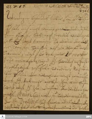 Brief von Sophia Charlotte von Sachsen-Weimar-Eisenach an August Hermann Francke.