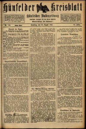 Erste Ausgabe vom Samstag, den 30. August 1924.
