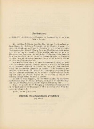 Genehmigung der Städtischen Grundeigenthums-Deputation zur Wegebenutzung in der Elsen-Allee in Treptow