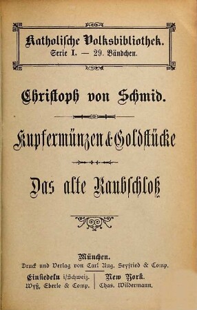 Kupfermünzen & Goldstücke : eine Erzählung in Briefen