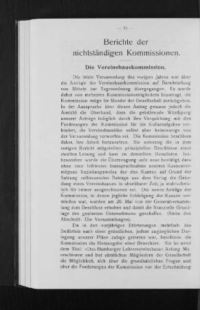 Berichte der nichtständigen Kommissionen.