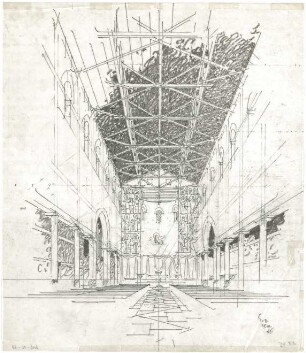 Döllgast, Hans; München; Basilika St. Bonifaz, Umplanung - Innenraum (Perspektive)