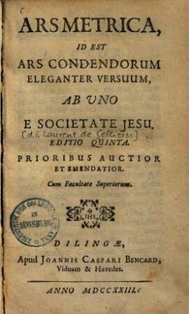 Ars metrica, id est ars condendorum eleganter versuum