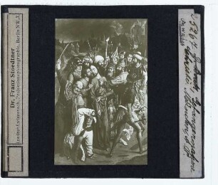 Bouts (Nachfolger), Gefangennahme Christi (München, AP 990),Bouts (Nachfolger), Flügelaltar mit Kreuzigung (verm.; verloren), Gefangennahme, Auferstehung u. den beid. Johannes' (div. Sammlungen)