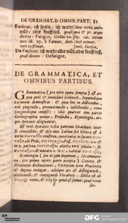 De grammatica, et omnibus partibus.