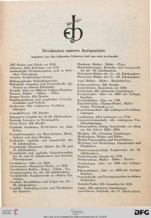 Desideraten des Antiquariats
