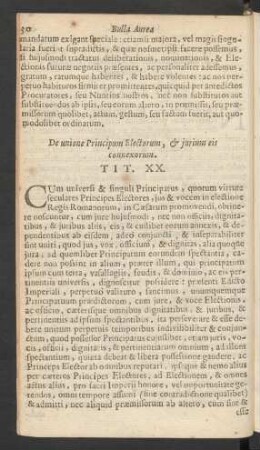 De unione Principum Electorum, et iurium eis connexorum. Tit. XX.