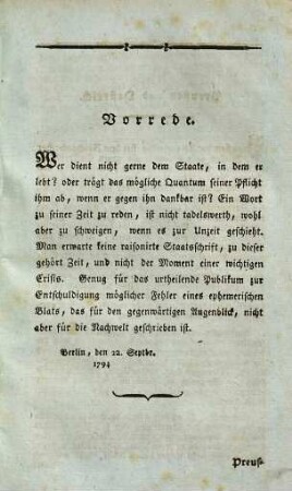 Politische Lage und Staatsintresse des Königreichs Preußen