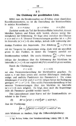 § 2. Die Gleichung der geodätischen Linie.