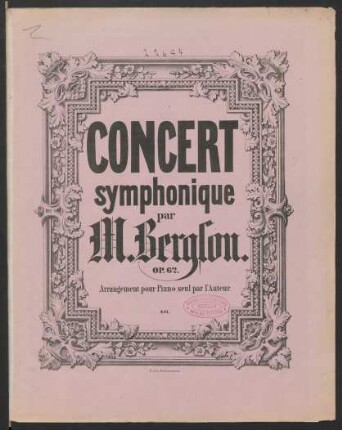 Concert symphonique pour le Piano avec Accompagnement d'Orchestre Op. 62.