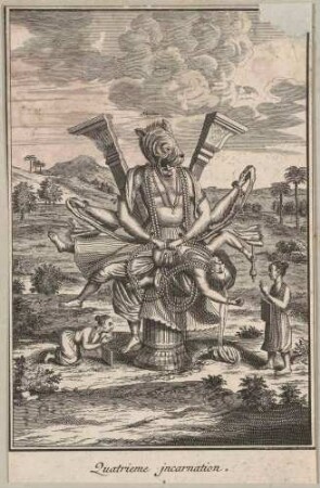 Quartieme Incarnation; Teil von Blatt 4 aus: Cérémonies et coutumes religieuses des peuples idolatres, Vol. I.2
