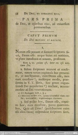 Pars Prima de Deo, et operibus eius, ad vniuersum pertinentibus