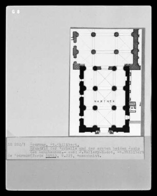 Tournus: Grundriss der Vorhalle der Abteikirche Saint-Philibert