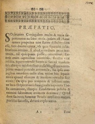 Disquisitio inauguralis de separatione cohabitationis, von Ehescheidung zu Tisch und Bett