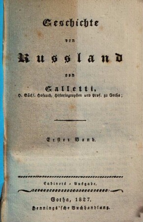 Geschichte von Russland, 1. (1827). - 96 S.