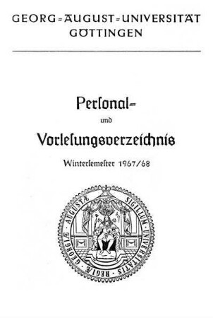 WS 1967/68: Personal- und Vorlesungsverzeichnis ...