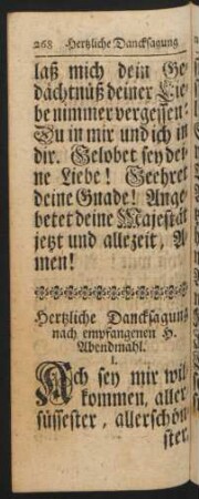 Hertzliche Dancksagung nach empfangenen H. Abendmahl
