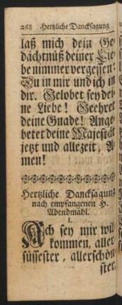 Hertzliche Dancksagung nach empfangenen H. Abendmahl