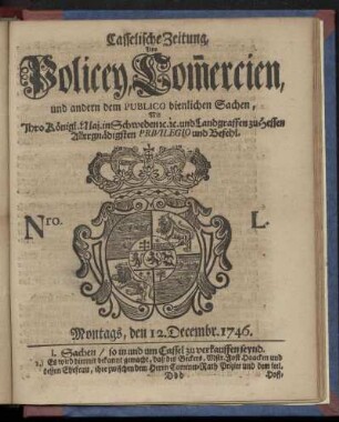 Nro. L, Montags, den 12. Decembr. 1746
