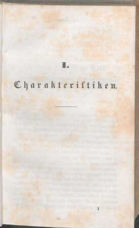 I. Charakteristiken.
