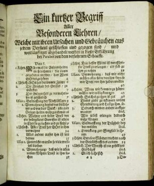 Ein kurtzer Begriff Aller Besonderen Lehren/ [...] von dem verlohrnen Schaaffe.