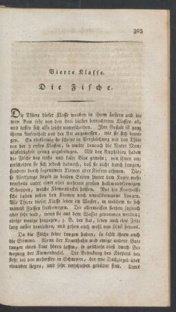 Vierte Klasse. Die Fische.