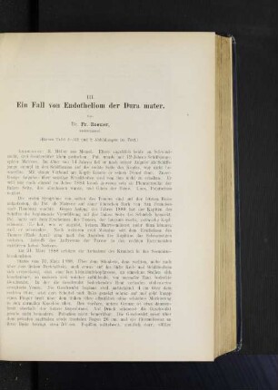 III. Ein Fall von Endotheliom der Dura mater.