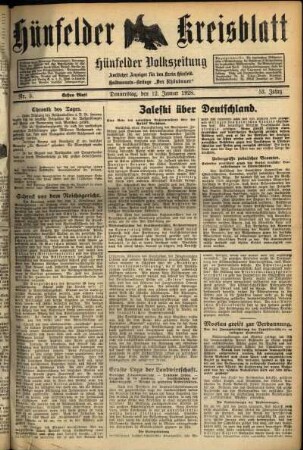 Erste Ausgabe vom Donnerstag, den 12. Januar 1928.
