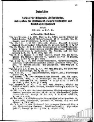 Mitglieder des Lehrkörpers sowie Dozenten und Assistenten der Fakultät: