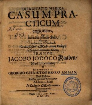Exercitatio medica casum practicum exponens
