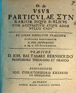 Vsvs Particvlae Syn Rarior Isqve Biblicvs Cvm Accvsativo Atqve Adeo Nvllo Casv