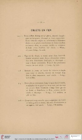Objets en Fer (Nr. 211 - 227)